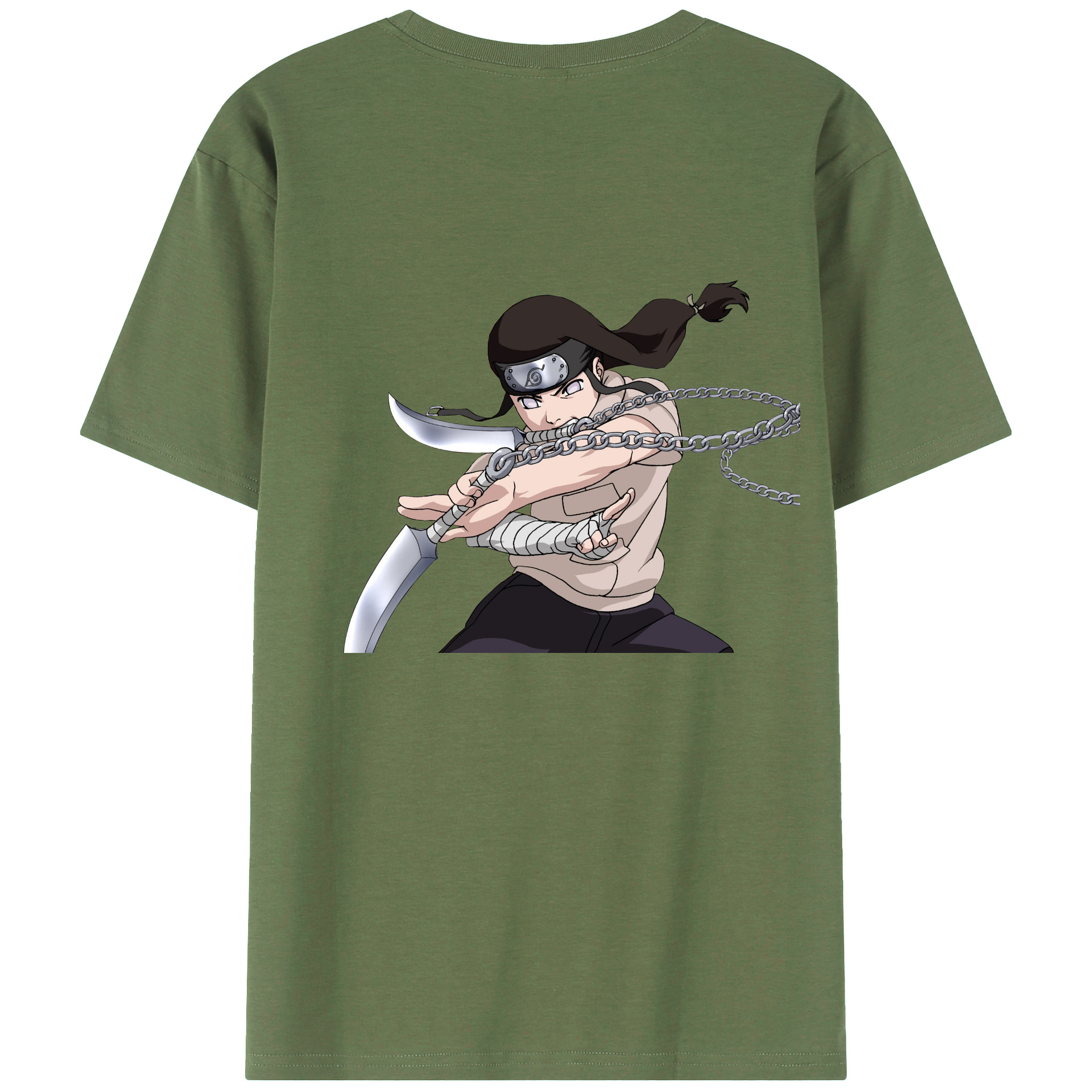 （画像用） NARUTO -ナルト- 日向ネジ Hyūga Neji 綿100％ メンズ半袖Tシャツ（バックプリント） 通気性